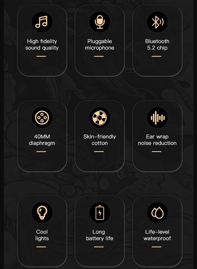 DUNISO Over Ear Wireless Bluetooth Headphone Stereo Gaming Headset for Noise Cancelling Headphones High-End High Sound Quality Noise Reduction Waterproof - Image 3