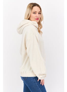 NIA Women Fleece Long Sleeve Hoodie, Ivory  - Image 2