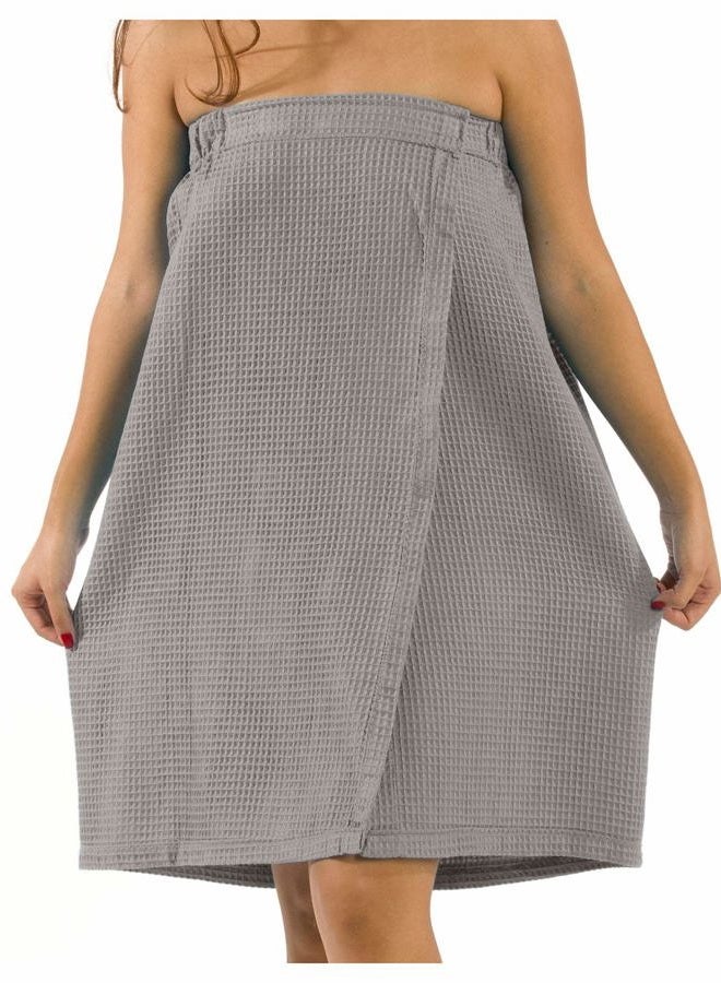 byLora Women's Shower Wrap Bath Robe, Lightweight Waffle Body Spa Wrap For Ladies, Gray, One size - Image 1