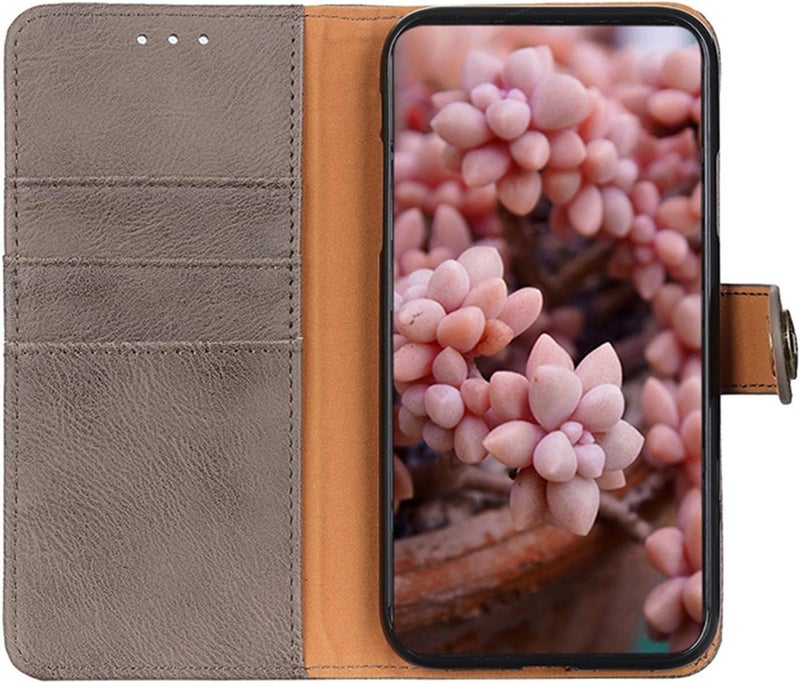 YUANSHXM-Wallet Case for Samsung Galaxy S25/S25 Plus/S25 Ultra,All-Inclusive Protection Flip Leather Shockproof Cover with Card Holder Kickstand Retro Business Phone Case (S25,Gray) - Image 3