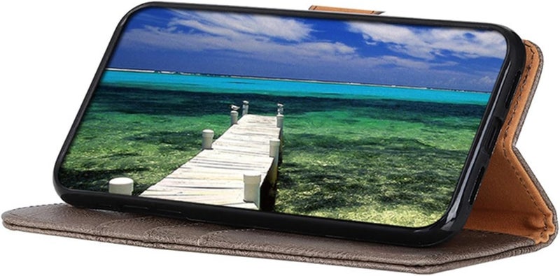 YUANSHXM-Wallet Case for Samsung Galaxy S25/S25 Plus/S25 Ultra,All-Inclusive Protection Flip Leather Shockproof Cover with Card Holder Kickstand Retro Business Phone Case (S25,Gray) - Image 4