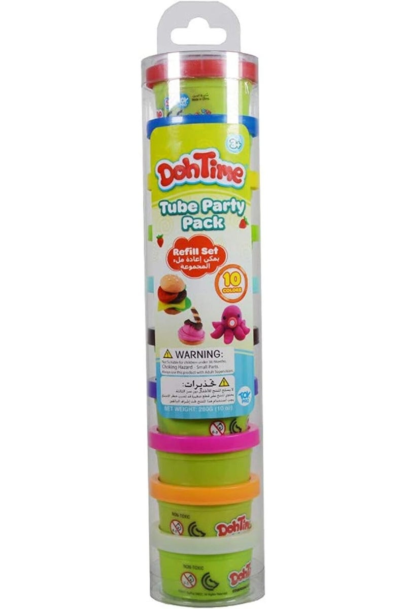 DohTime Party Pack Modeling Dough – 10 x 1oz Pots in Reusable Tube – Kids Party Favors - Image 1