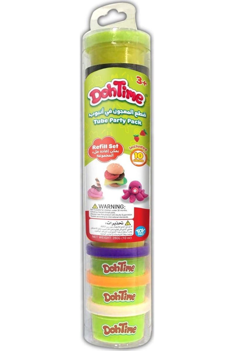 DohTime Party Pack Modeling Dough – 10 x 1oz Pots in Reusable Tube – Kids Party Favors - Image 2
