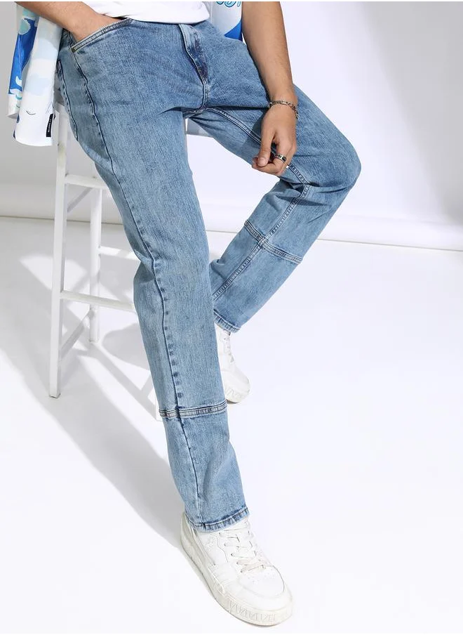 هاي لاندر Mid-Rise Straight Fit Faded Stretchy Jeans