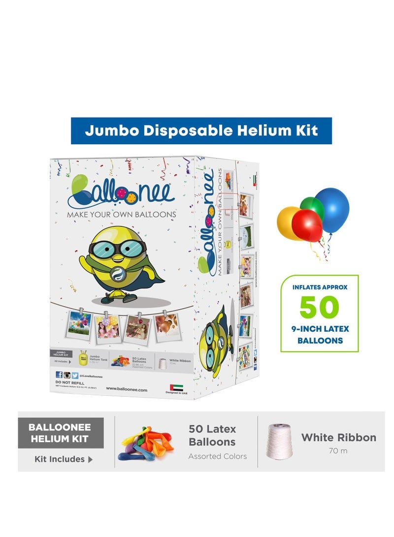 Balloonee Jumbo Disposable Helium Party Kit - 50 Balloons - Image 4
