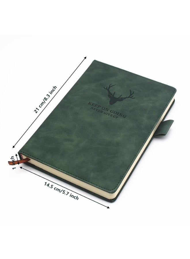 LYNLYN A5 Lined Journal Notebook, 360 Pages Thick Paper Writing Diary with Deer Head Pattern, Faux PU Leather Hardcover, Ideal for Office, School, Personal Journaling (Green) - Image 3