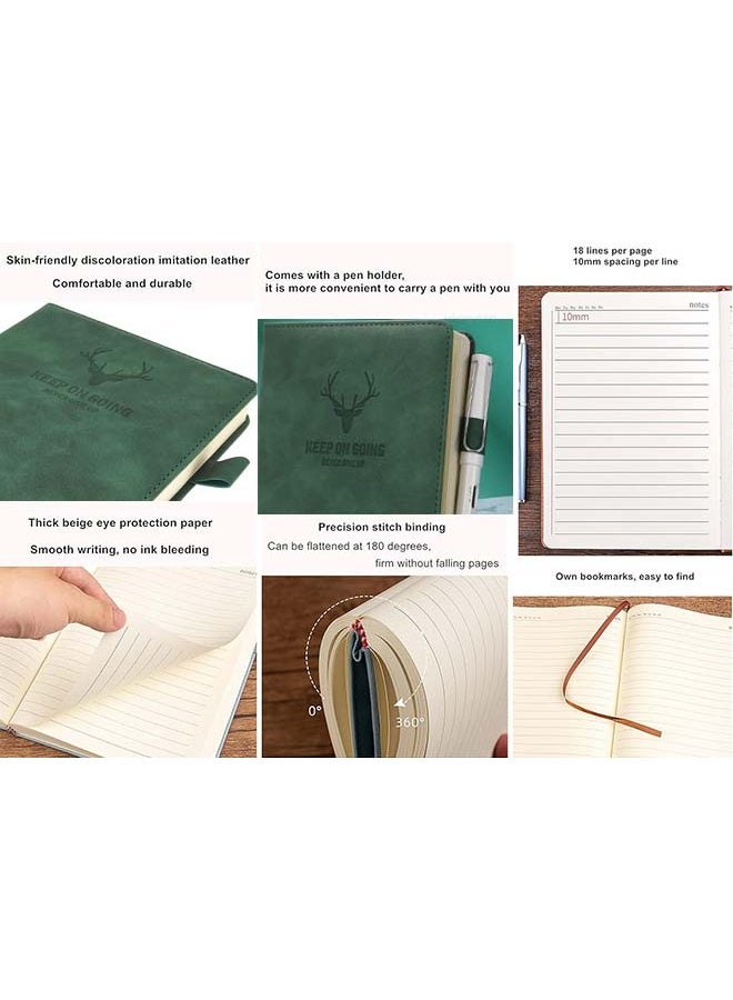 LYNLYN A5 Lined Journal Notebook, 360 Pages Thick Paper Writing Diary with Deer Head Pattern, Faux PU Leather Hardcover, Ideal for Office, School, Personal Journaling (Green) - Image 2