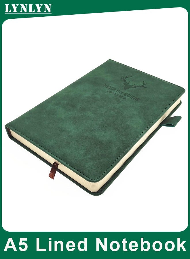 LYNLYN A5 Lined Journal Notebook, 360 Pages Thick Paper Writing Diary with Deer Head Pattern, Faux PU Leather Hardcover, Ideal for Office, School, Personal Journaling (Green) - Image 1