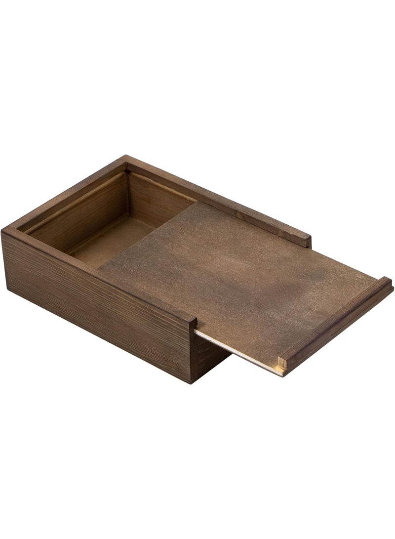 ‏ صندوق تخزين خشبي مع غطاء منزلق، صندوق تذكار قديم بحجم 7.9"x5.9"x2.4"، صناديق هدايا من الذاكرة الريفية لهوايات الفن، عشاق الأعمال اليدوية، منظمي المكاتب، البطاقات، الزينة ‏ - Image 1