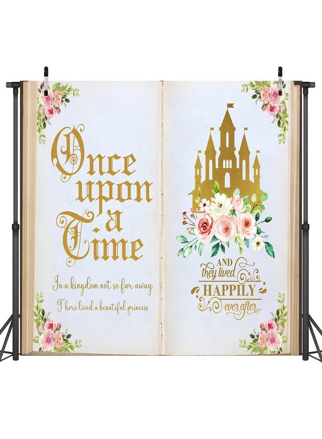 Sensfun Once Upon a Time Backdrop Princess Birthday Decorations,Pink Floral Book Castle Photography Background for Princess Fairytale Wedding Girls Bday Party Cake Table Banner Photo Booth Props 7x5ft - Image 3