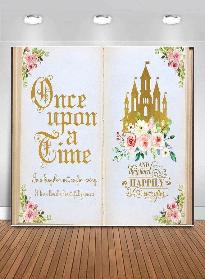 Sensfun Once Upon a Time Backdrop Princess Birthday Decorations,Pink Floral Book Castle Photography Background for Princess Fairytale Wedding Girls Bday Party Cake Table Banner Photo Booth Props 7x5ft - Image 1
