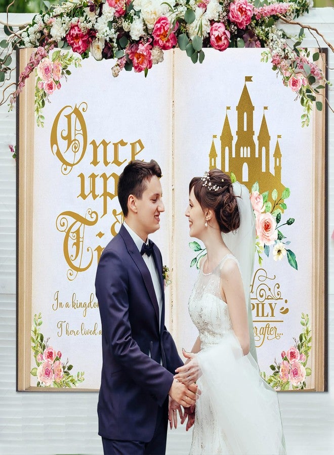 Sensfun Once Upon a Time Backdrop Princess Birthday Decorations,Pink Floral Book Castle Photography Background for Princess Fairytale Wedding Girls Bday Party Cake Table Banner Photo Booth Props 7x5ft - Image 4
