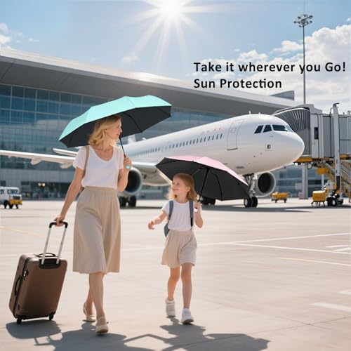 BAODINI Travel Essentials Mini Umbrella for Purse With Case Small Compact UV Sun Protection Lightweight Tiny Pocket Manual Open Close Umbrella for Women Kids and Men Fit Purse Backpack - Image 5