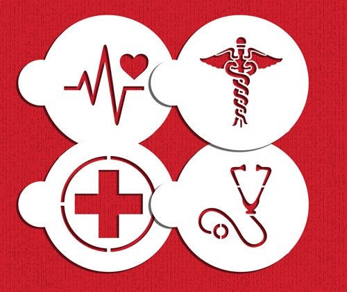 Designer Stencils Medical Symbols Cookie Stencil Set C992 By Designer Stencils BeigeSemiTransparent 25 x 25