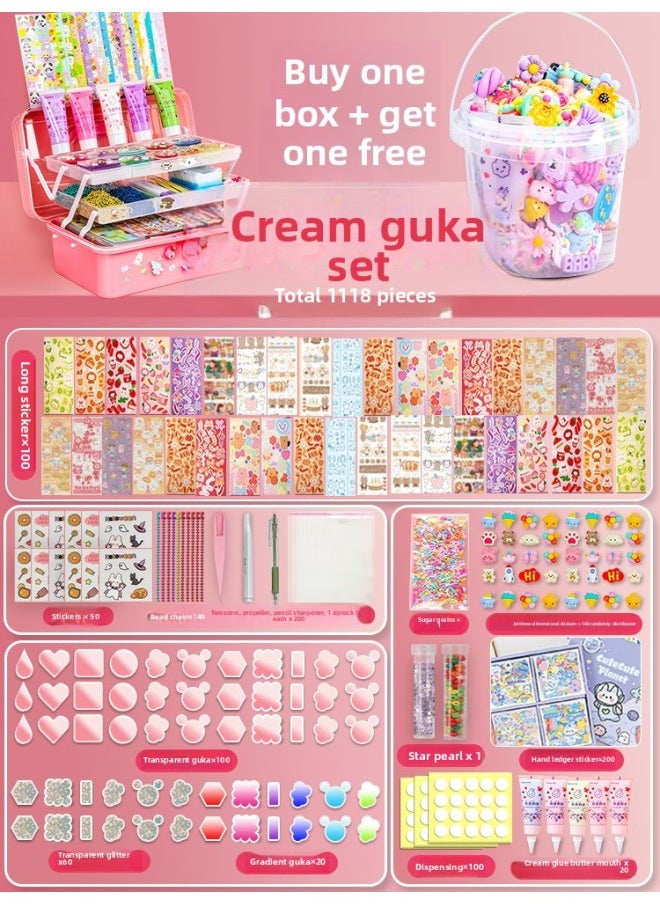 Cream Gel Goo Card Diy Children's Handmade Creative Toys Cute Hand Account Stickers Play Full Set Of Spot-Specifications:[Cream Package] 1118 Pieces Buy A Box And Send 1 Barrel  - Image 1