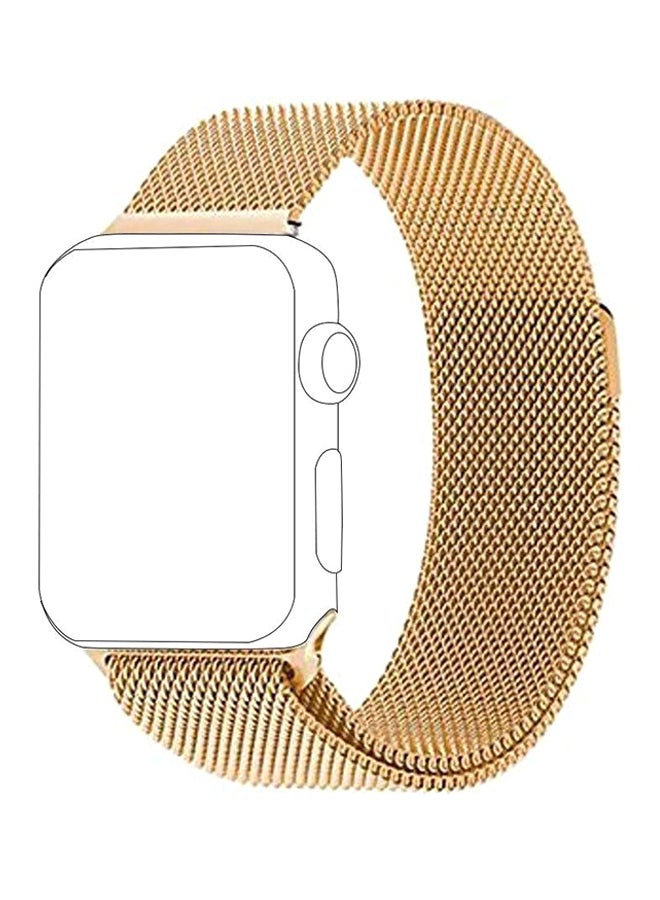 سوار معصم ميلاني من الستانلس ستيل لساعة يد أبل سيريز 1/2/3/4 ذهبي