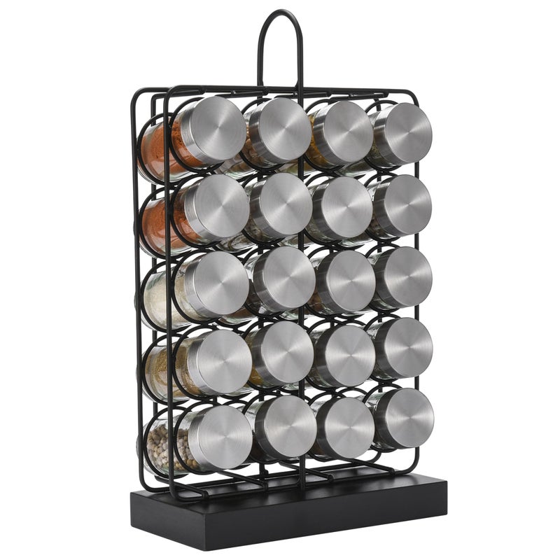 2 Lb. Depot 2LB Depot Spice Organizer - Airtight Glass Jars for Easy Storage - Stackable Spice Storage with Silicone Funnel for Mess-Free Pouring and Storing - Keep Your Spices Fresh and Organized - Black - Image 1