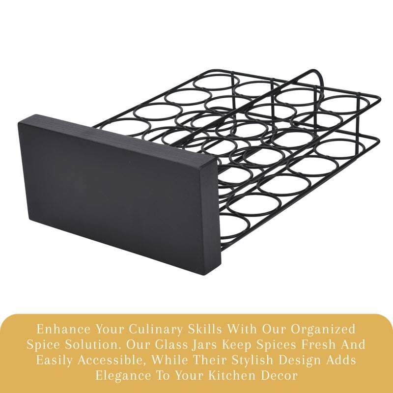 2 Lb. Depot 2LB Depot Spice Organizer - Airtight Glass Jars for Easy Storage - Stackable Spice Storage with Silicone Funnel for Mess-Free Pouring and Storing - Keep Your Spices Fresh and Organized - Black - Image 4