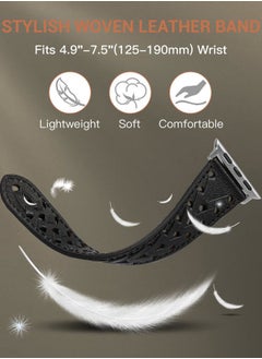 Wearlizer Leather Band Compatible with Apple Watch Band 38mm 40mm 41mm 42mm 44mm 45mm 46mm 49mm Women Men Dressy Breathable Hollow-out Braided Strap for iWatch Series 10 9 Ultra SE 8 7 6 5 4 3 2 1  - Image 4