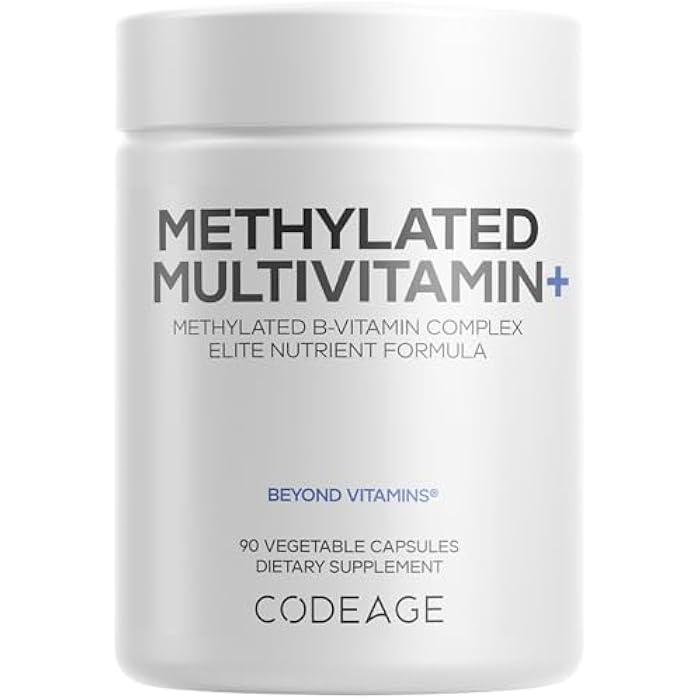 Codeage Methylated Multivitamin Supplement - B-Vitamin, Vitamins A, C, D, E, K2, B12 Methylcobalamin - L-Methylfolate - Magnesium, CoQ10, DIM, Probiotics, Benfotiamine, Lithium, Calcium - 90 Capsules - Image 1