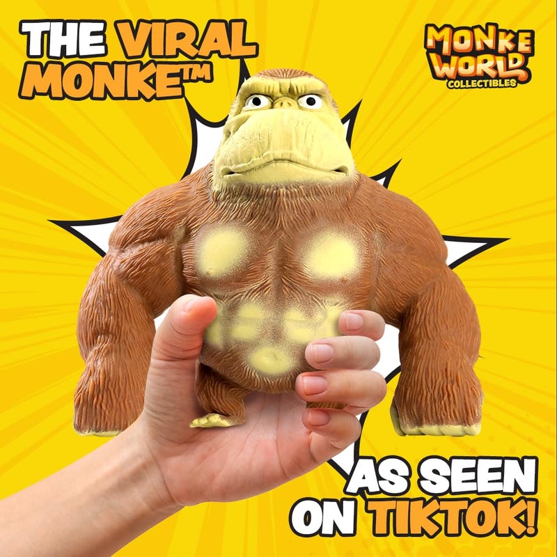MonkeWorld لعبة قرد مونيك وورلد المرنة الأصلية، ألعاب ضغط عصرية، لعبة فidget، قرد محشو، ألعاب قابلة للضغط للأطفال والبالغين، دمى حيوانات (مونيك الأصلية) - Image 2