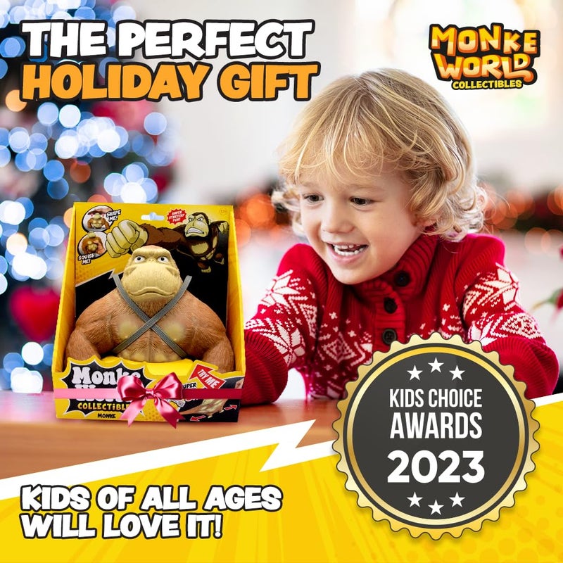 MonkeWorld لعبة قرد مونيك وورلد المرنة الأصلية، ألعاب ضغط عصرية، لعبة فidget، قرد محشو، ألعاب قابلة للضغط للأطفال والبالغين، دمى حيوانات (مونيك الأصلية) - Image 4