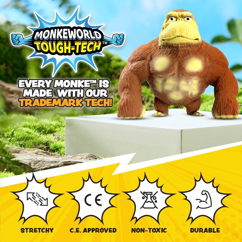 MonkeWorld لعبة قرد مونيك وورلد المرنة الأصلية، ألعاب ضغط عصرية، لعبة فidget، قرد محشو، ألعاب قابلة للضغط للأطفال والبالغين، دمى حيوانات (مونيك الأصلية) - Image 3