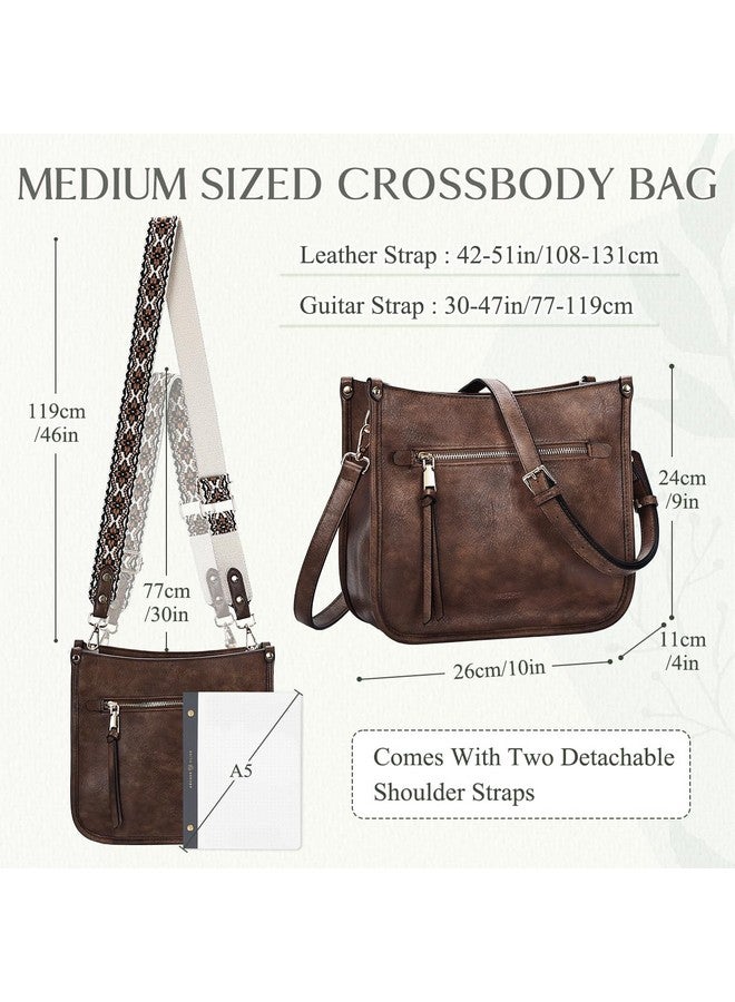 Vaschy Crossbody Bag Purse For Womenfashion Vegan Leather Hobo Handbag Shoulder Bag Purse With Guitar Strap Coffee - Image 2