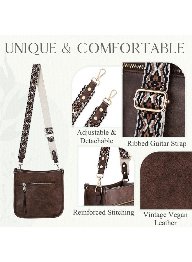 Vaschy Crossbody Bag Purse For Womenfashion Vegan Leather Hobo Handbag Shoulder Bag Purse With Guitar Strap Coffee - Image 5