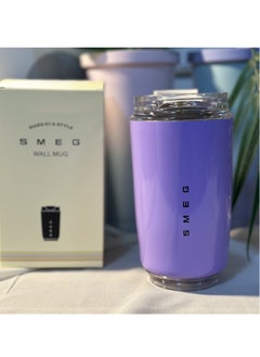 smeg 320ML Beverage Cup Travel Portable Car Drinking Cup Stainless Steel Vacuum Leak proof 320ML Coffee Thermos（Purple）  - Image 1