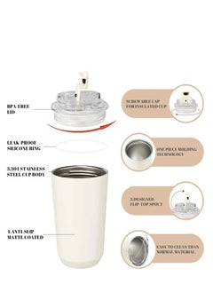smeg 320ML Beverage Cup Travel Portable Car Drinking Cup Stainless Steel Vacuum Leak proof 320ML Coffee Thermos（Purple）  - Image 3