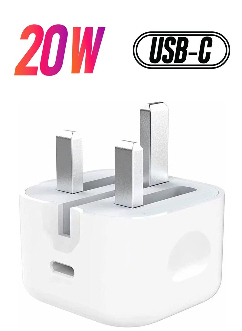 BGM - Type C Fast Charger PD 20W Power Adapter for iPhone 13 12 11 14 Series Plug PD Power Adapter Wall Plug Compatible with iPhone 14 13 13pro 12 Pro Max 12 Mini SE White - Image 1