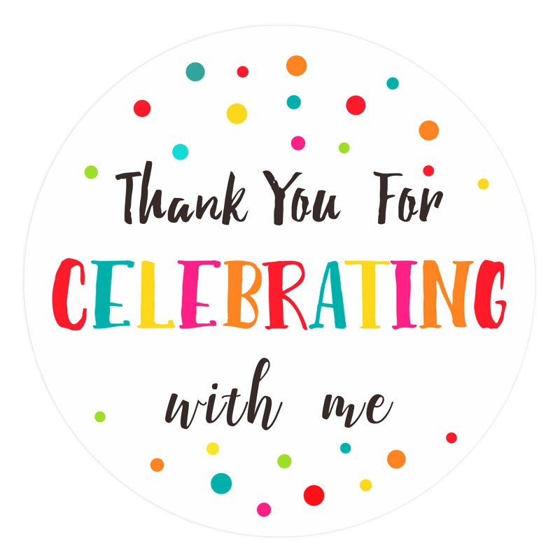 Anwyll 120Pcs Thank You Stickers - 2'' Thank You For Celebrating With Me Stickers Colorful Dot Thank You Birthday Party Favor Sticker Self Adhesive Thank You Seal Label Sticker For Gift Wedding Grad - Image 1