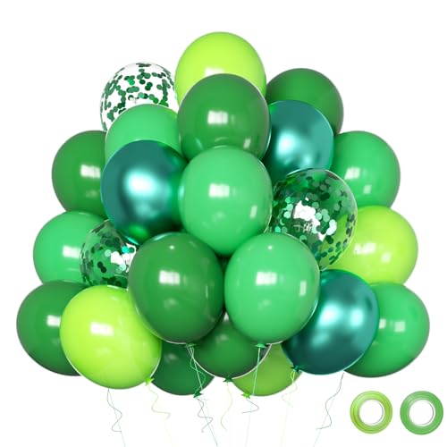 Qmraercu Green Balloons 50pcs 12 Inch Different Shades Dark Green Balloons Green Latex Party Balloons for Party Decorations Patricks Day Jungle Forest Themed Decorati - Image 1