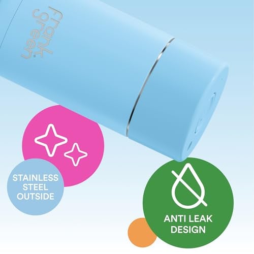 frank green - Ceramic Reusable Cup - Travel Coffee Mug, Stainless Steel Coffee Cup, Insulated Tumbler - Push Button Lid - 12oz - Sky Blue - Image 4