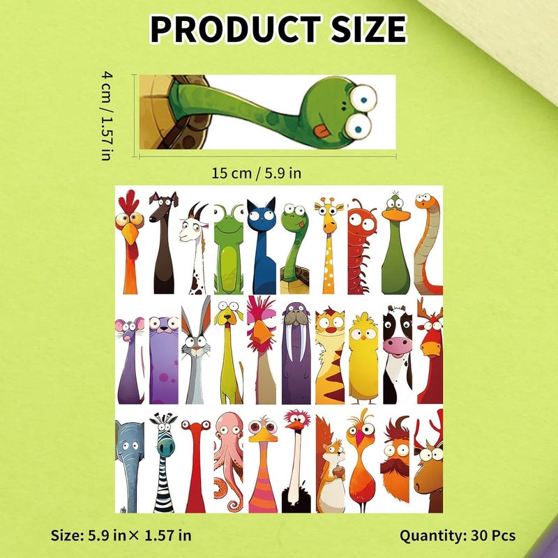 Cioohan 30PCS Funny Animal Bookmarks for Kids - Creative Cartoon Page Holders, Unique Gifts for Book Lovers, Students, Readers on Birthday/Easter/School Rewards/Library Reading - Image 5