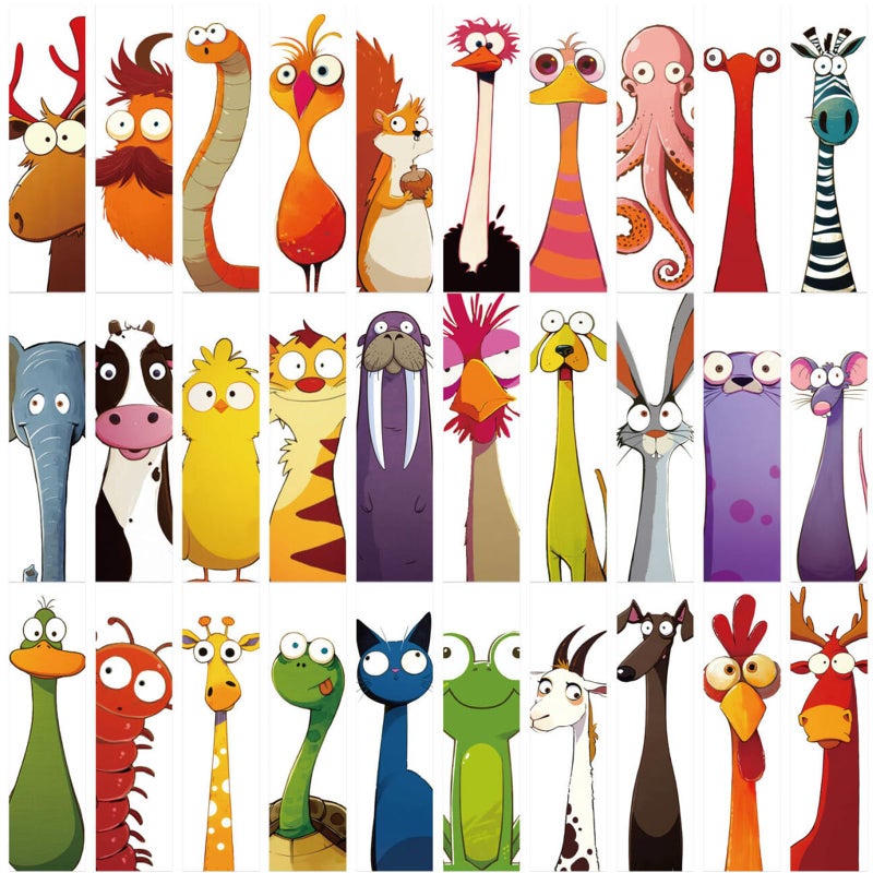 Cioohan 30PCS Funny Animal Bookmarks for Kids - Creative Cartoon Page Holders, Unique Gifts for Book Lovers, Students, Readers on Birthday/Easter/School Rewards/Library Reading - Image 1