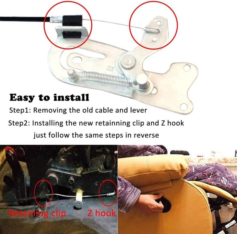 ttmagic 2Pcs Metal Recliner Handle Replacement Parts with Cable, Universal Sofa Chair Couch Release Lever Pull Handle, Fits Ashley and Most Recliner Sofa Brand, Exposed Cable Length 4.9" - Image 3