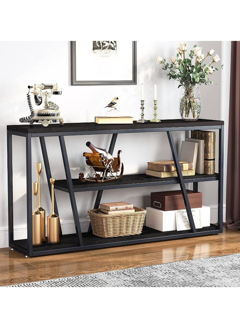 Home Gallery Entryway Table 3-Tier with Storage 150x75x30 Black - Image 1