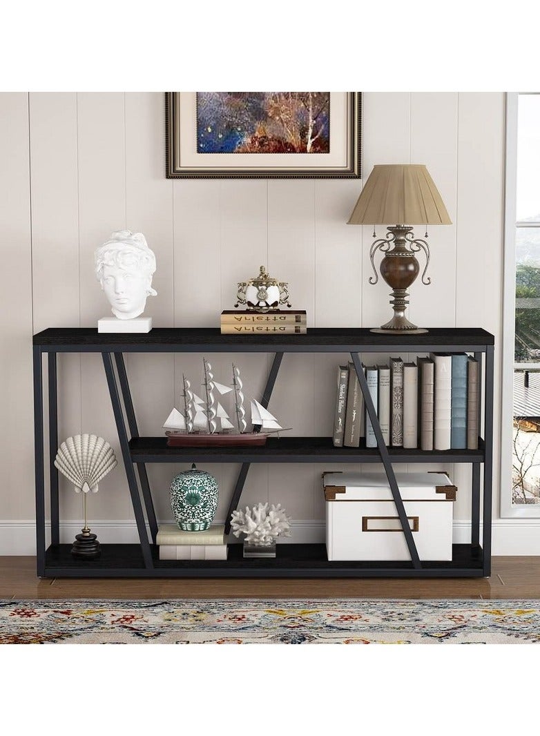 Home Gallery Entryway Table 3-Tier with Storage 150x75x30 Black - Image 2