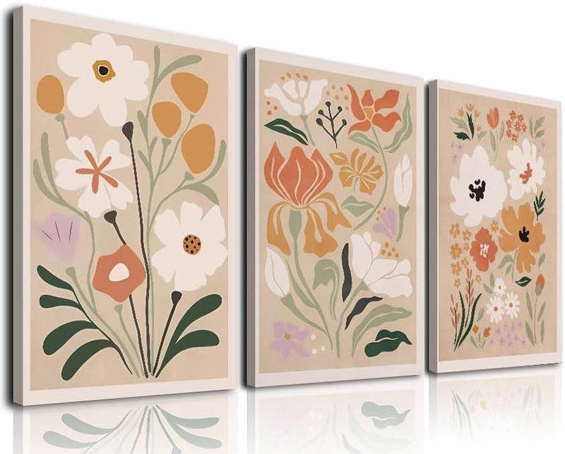 KBKBART Framed Canvas Wall Art Set of 3 - Minimalist Floral Decor - Image 2