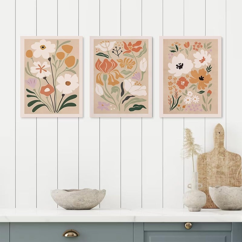 KBKBART Framed Canvas Wall Art Set of 3 - Minimalist Floral Decor - Image 5