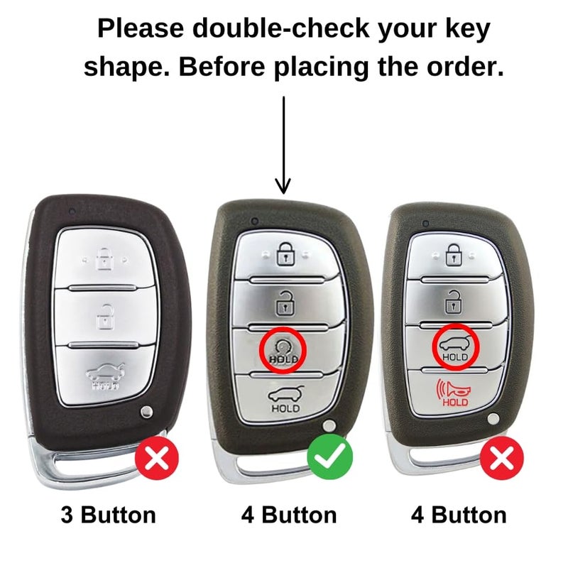KEYCEPT Classic Leather for Hyundai Creta | Alcazar | N Line | EV for 4 Button smart Key with Keychain (Type 3). - Image 2