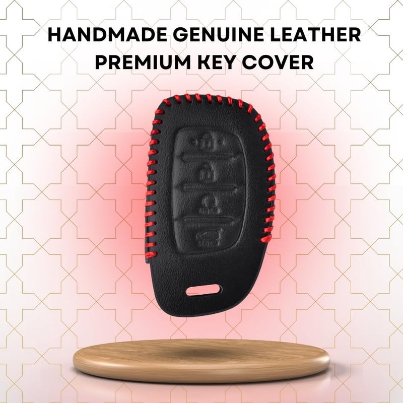KEYCEPT Classic Leather for Hyundai Creta | Alcazar | N Line | EV for 4 Button smart Key with Keychain (Type 3). - Image 5