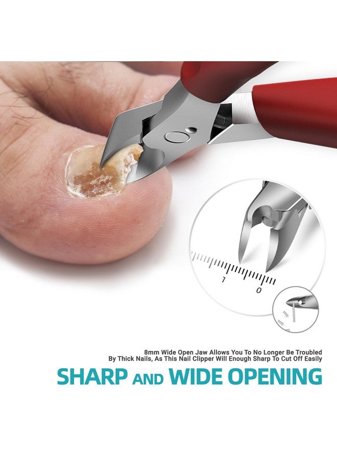 RONAVO Precision Toenail Clippers for Thick or Ingrown Toenails- Podiatrist- Professional Large Nail Clipper Grooming Tool - W/Metal Box/-Toenail Scissors for Seniors/Mens/Women(Red) - Image 2