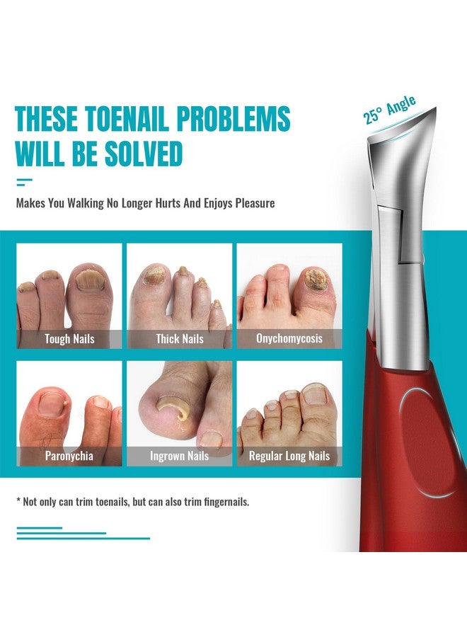 RONAVO Precision Toenail Clippers for Thick or Ingrown Toenails- Podiatrist- Professional Large Nail Clipper Grooming Tool - W/Metal Box/-Toenail Scissors for Seniors/Mens/Women(Red) - Image 3