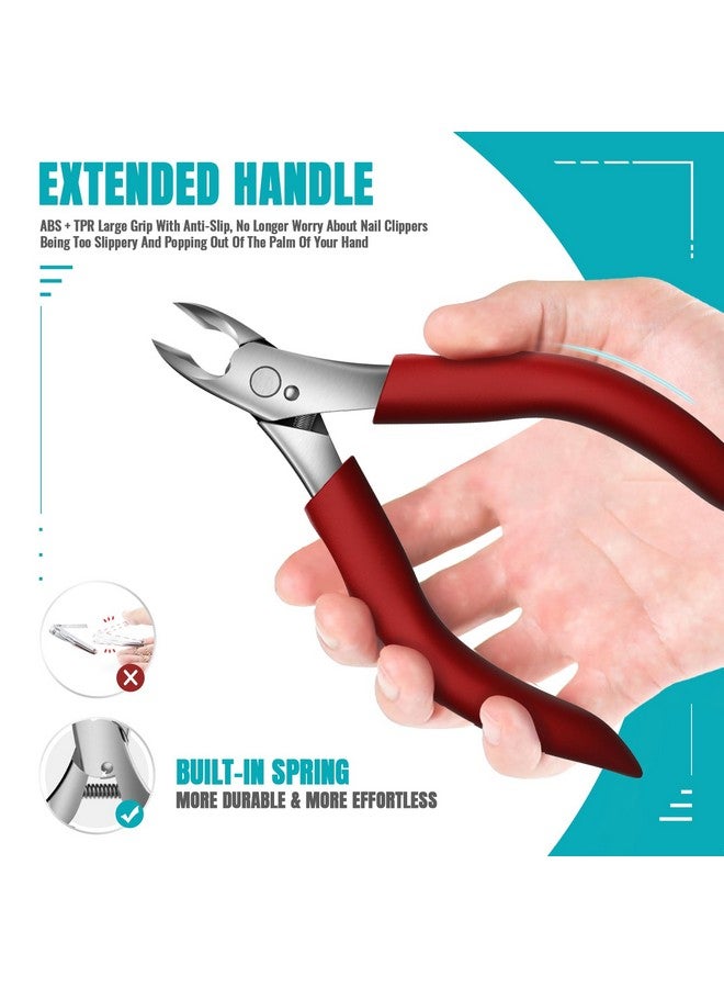 RONAVO Precision Toenail Clippers for Thick or Ingrown Toenails- Podiatrist- Professional Large Nail Clipper Grooming Tool - W/Metal Box/-Toenail Scissors for Seniors/Mens/Women(Red) - Image 5