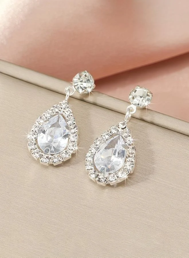 تايك تو Take Two Embellished Rhinestone Drop Earrings