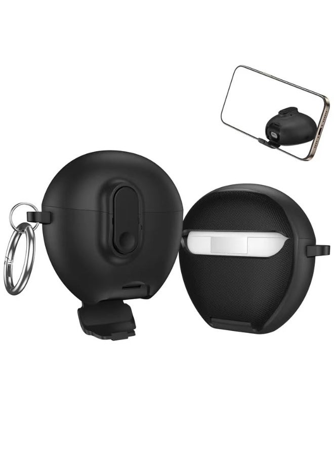 Ecosystem Case For Huawei FreeBuds 7i Case Silicone Protective Cover for Huawei FreeBuds 7i cover with Carabiner Keychain Anti-Lost With kickstand & carabiner for women men (Black) - Image 1