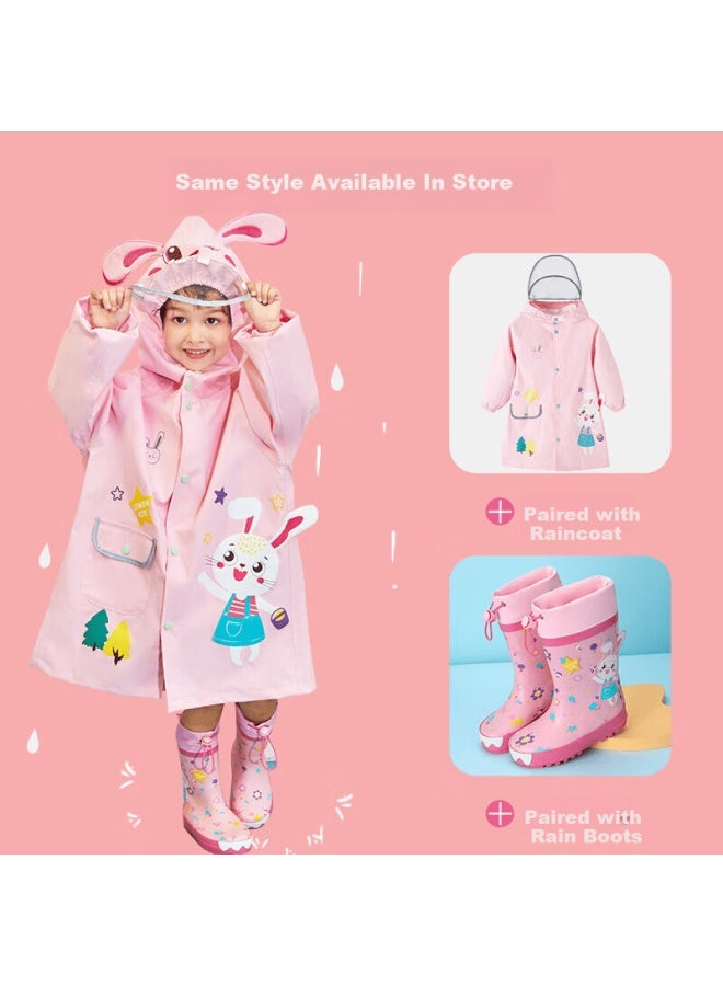 Lemon Baby Children's Raincoat Boys Girls Poncho Style Elementary School Rain Gear Tina Rainbow Star Rabbit S - Image 1